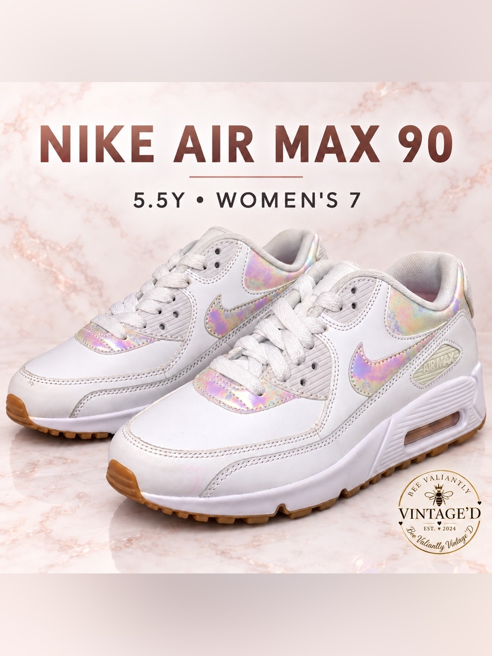 Nike Women's Air Max 90 White with Iridescent Accents